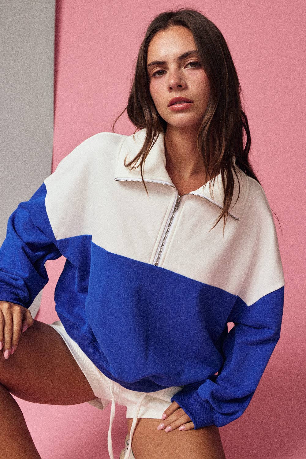 Colorblock Half Zip Pullover Relaxed Fit
