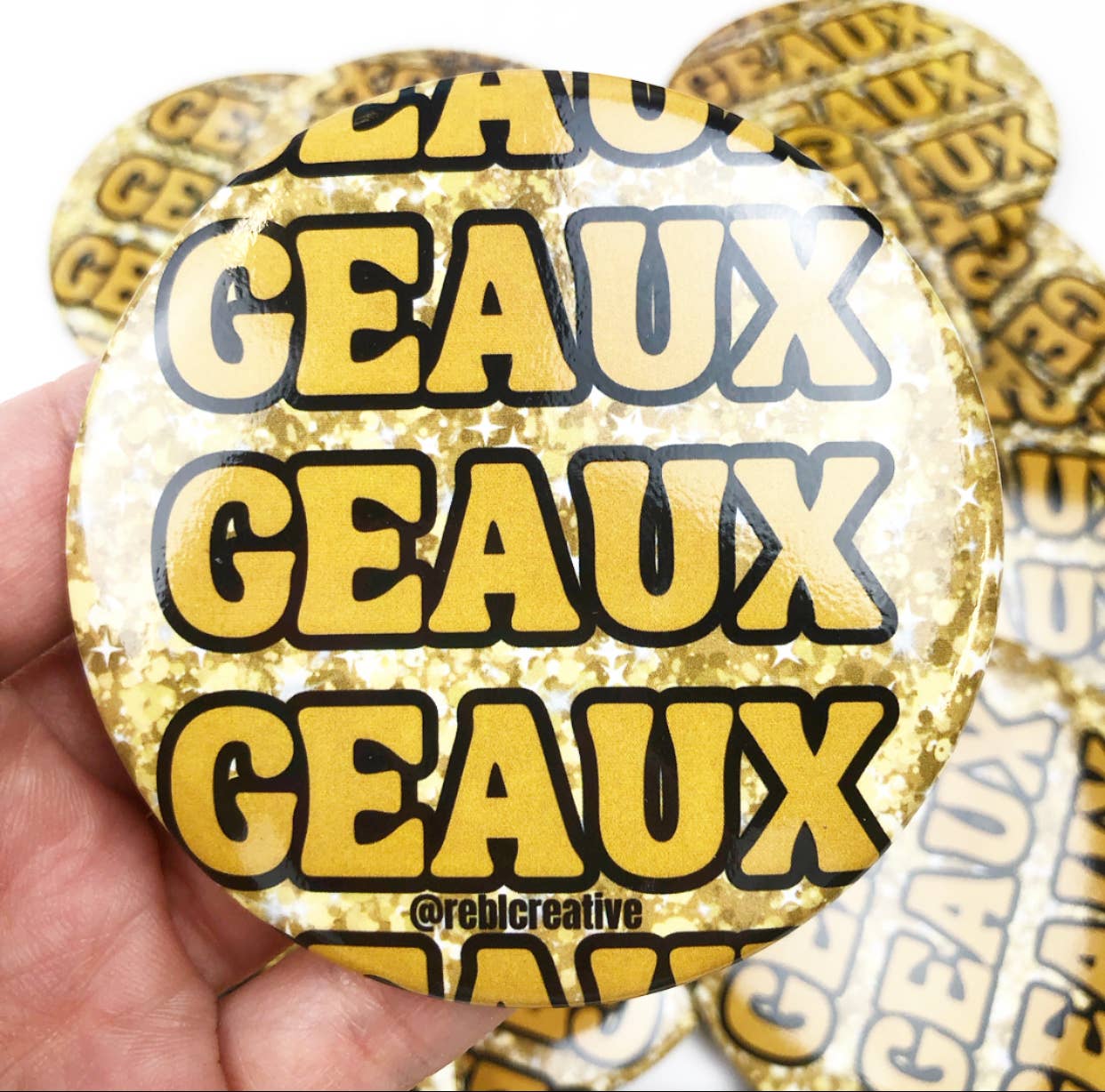 Geaux Geaux - Black & Gold - Game Day Button