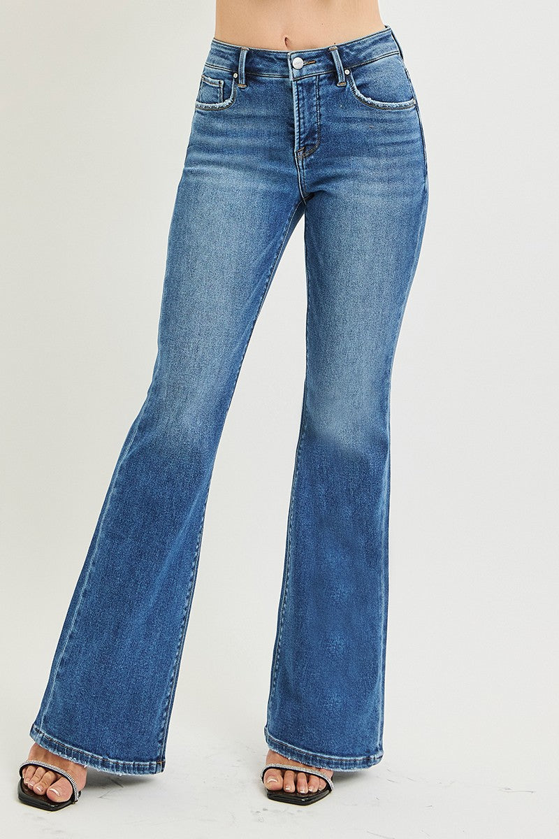 Mid Rise Flare Jeans