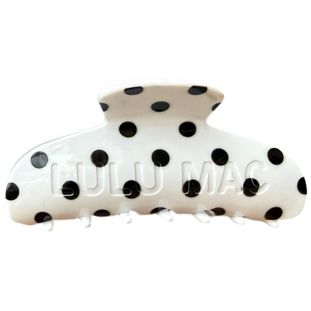 LULU MAC HAIR CLIP White/Black Dot