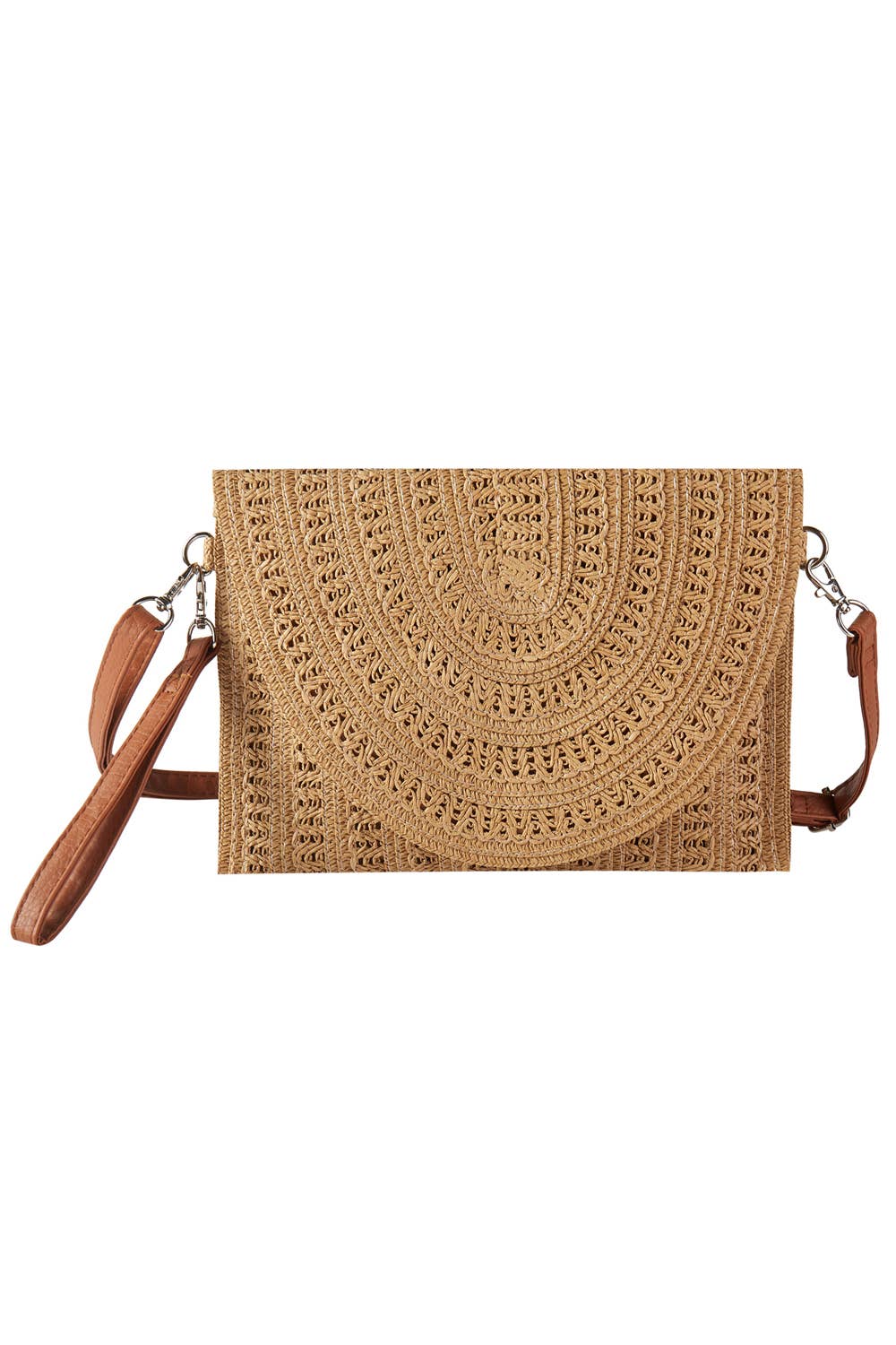 Woven Pattern Straw Crossbody