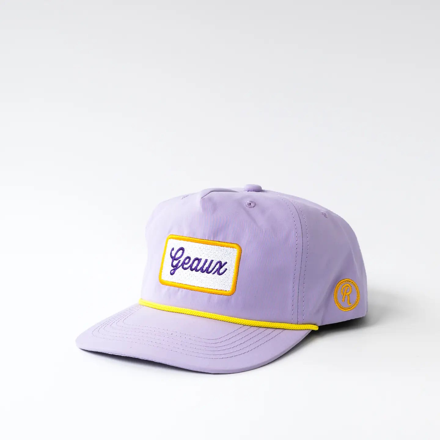 Geaux Embroidered Lilac & Yellow Flat Bill Ballcap