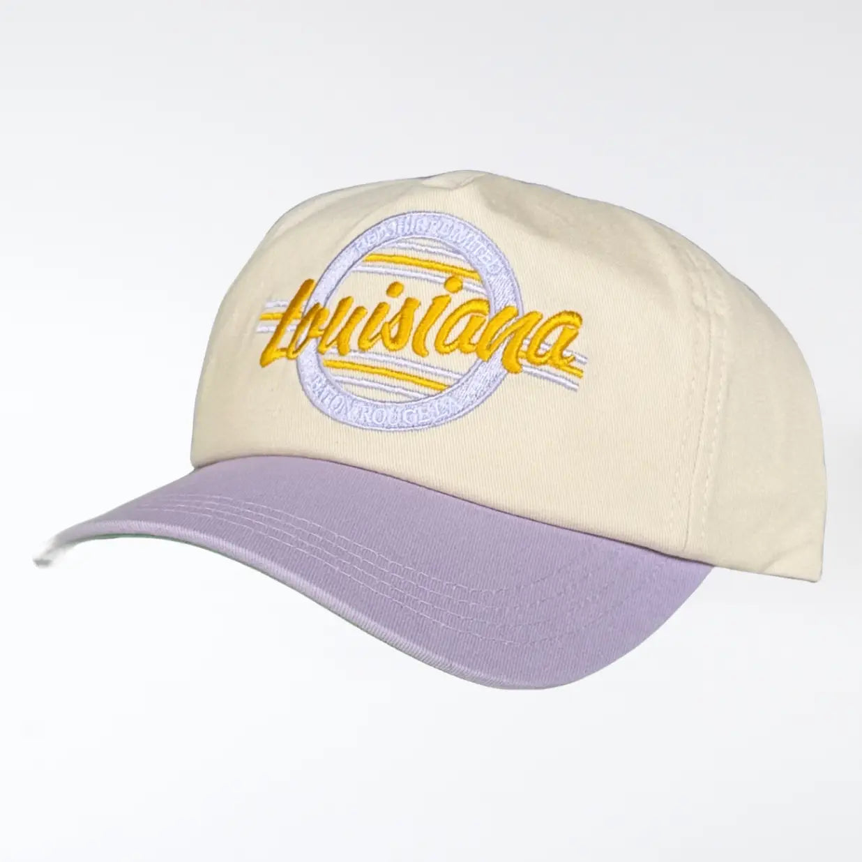 Embroidered Off-White & Purple Cotton RSL Louisiana Ballcap