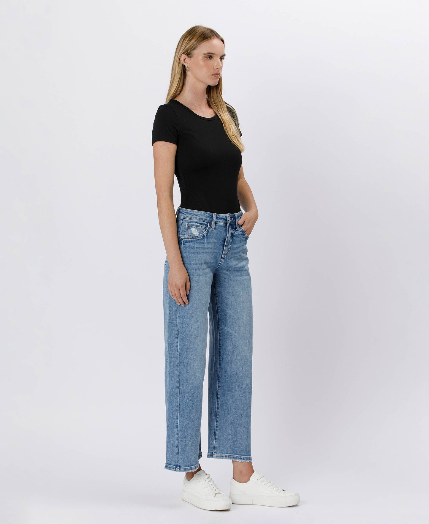 HIGH RISE BAGGY WIDE JEANS