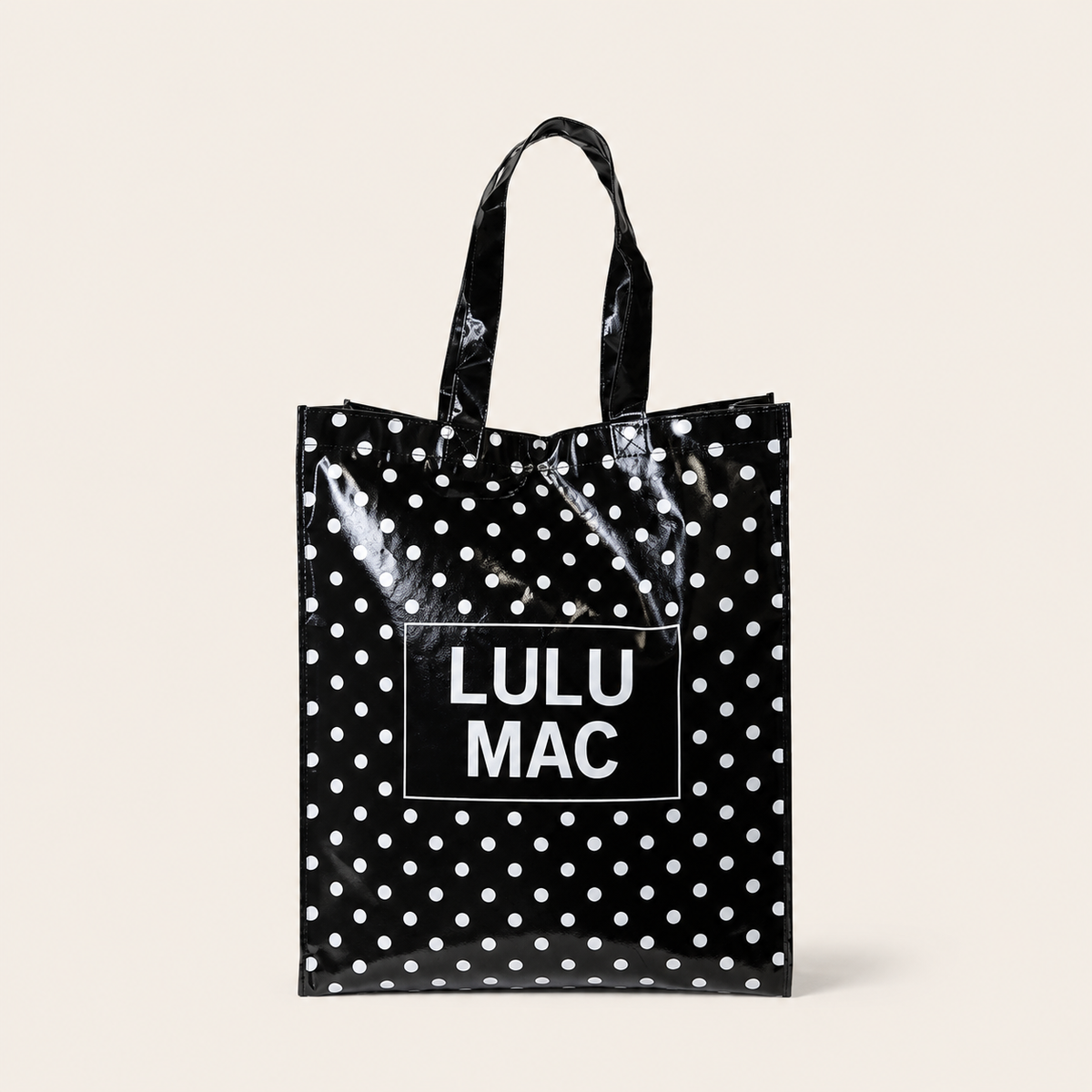 LM-BG-1004 REUSABLE TOTE-BLACK WHITE DOTS