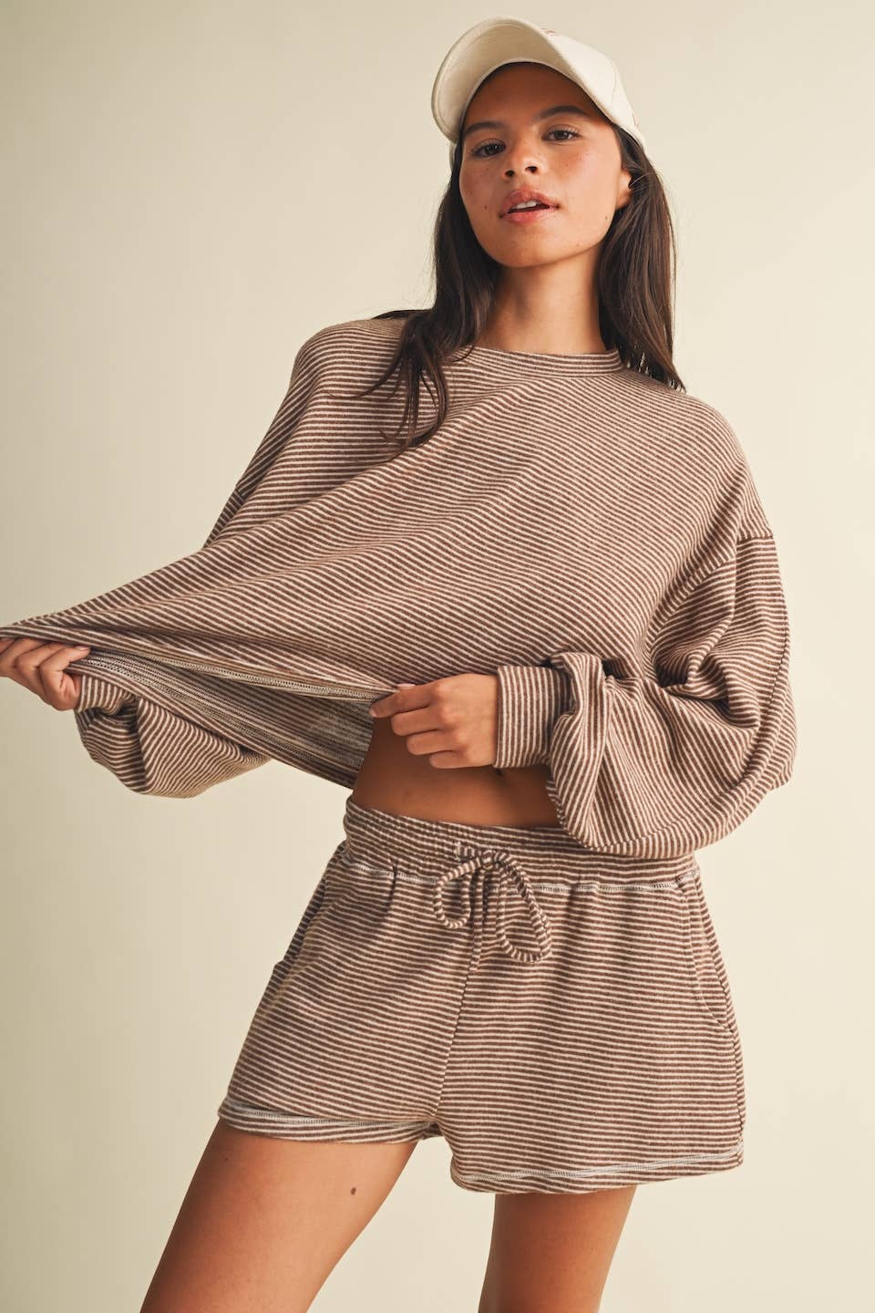 Striped Hacci Long Top