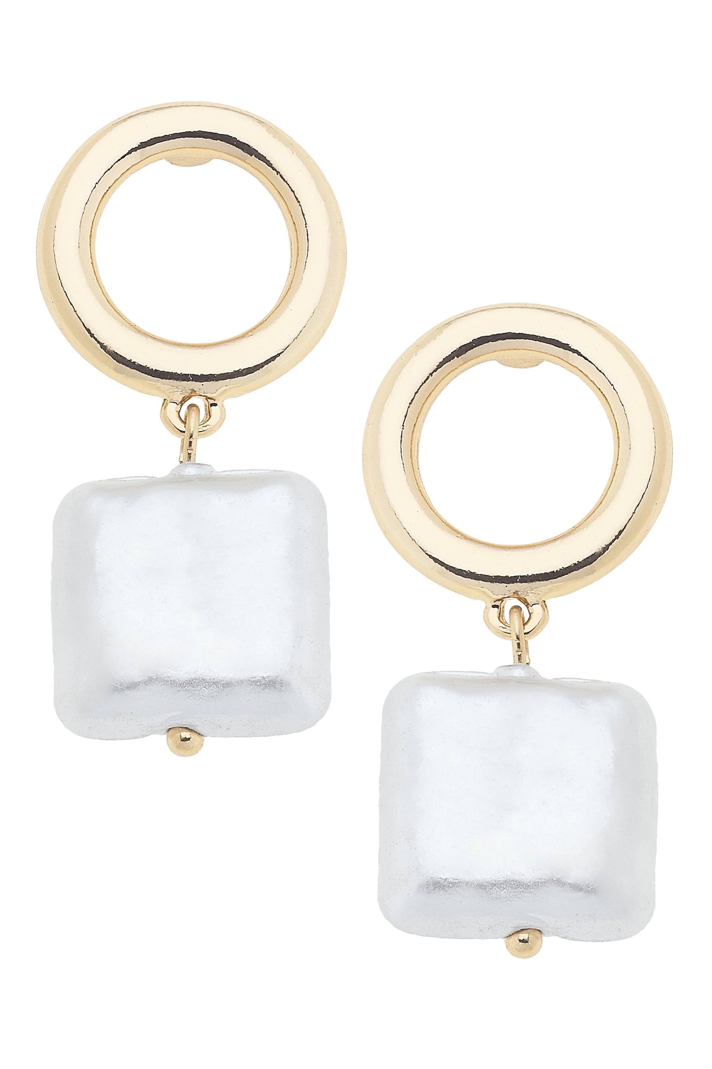 Quinn Square Pearl Earrings in Ivory