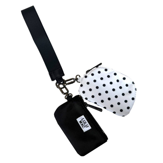 LULU MAC White/Black Dots Wristlet