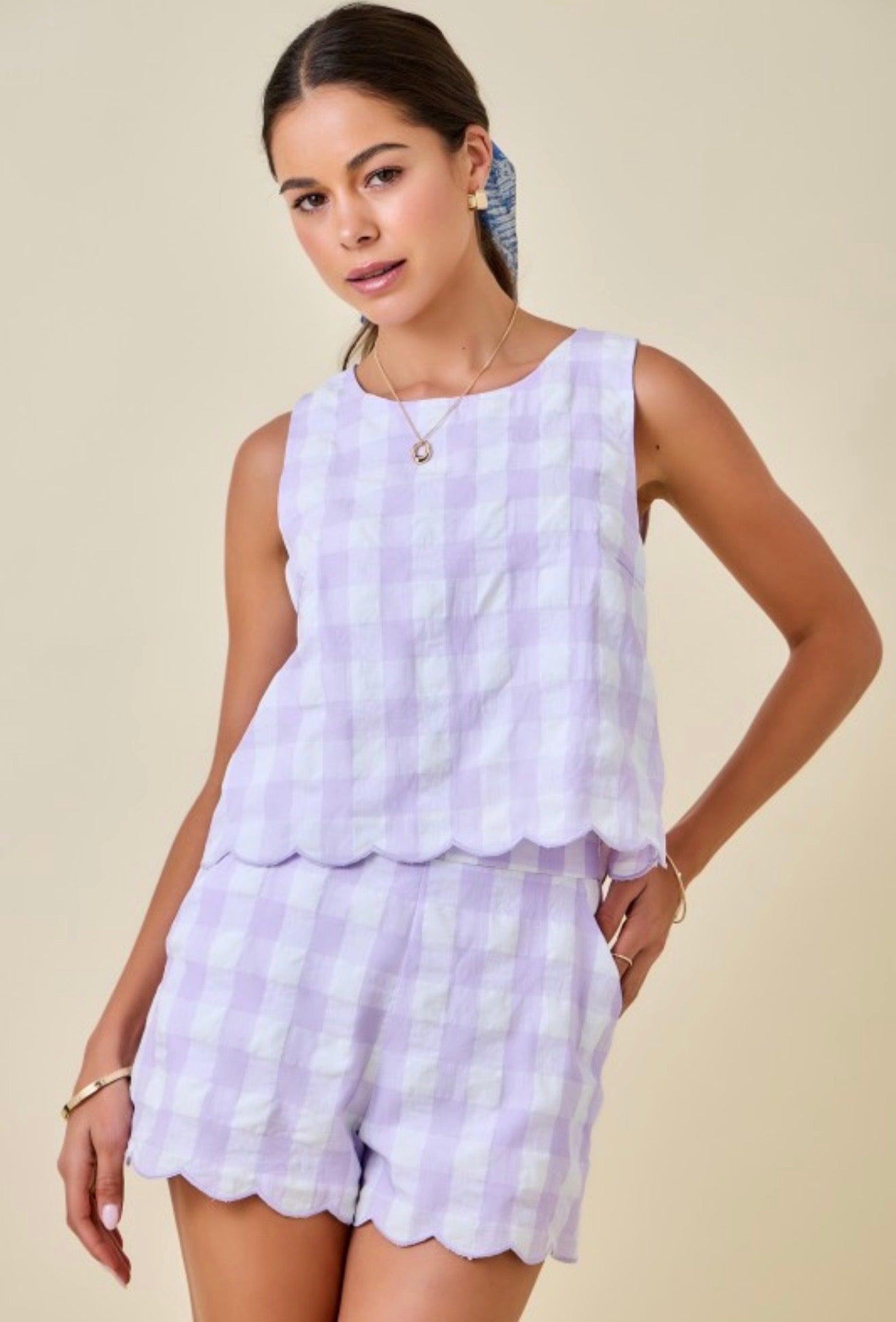 Lavender Gameday Gingham Set