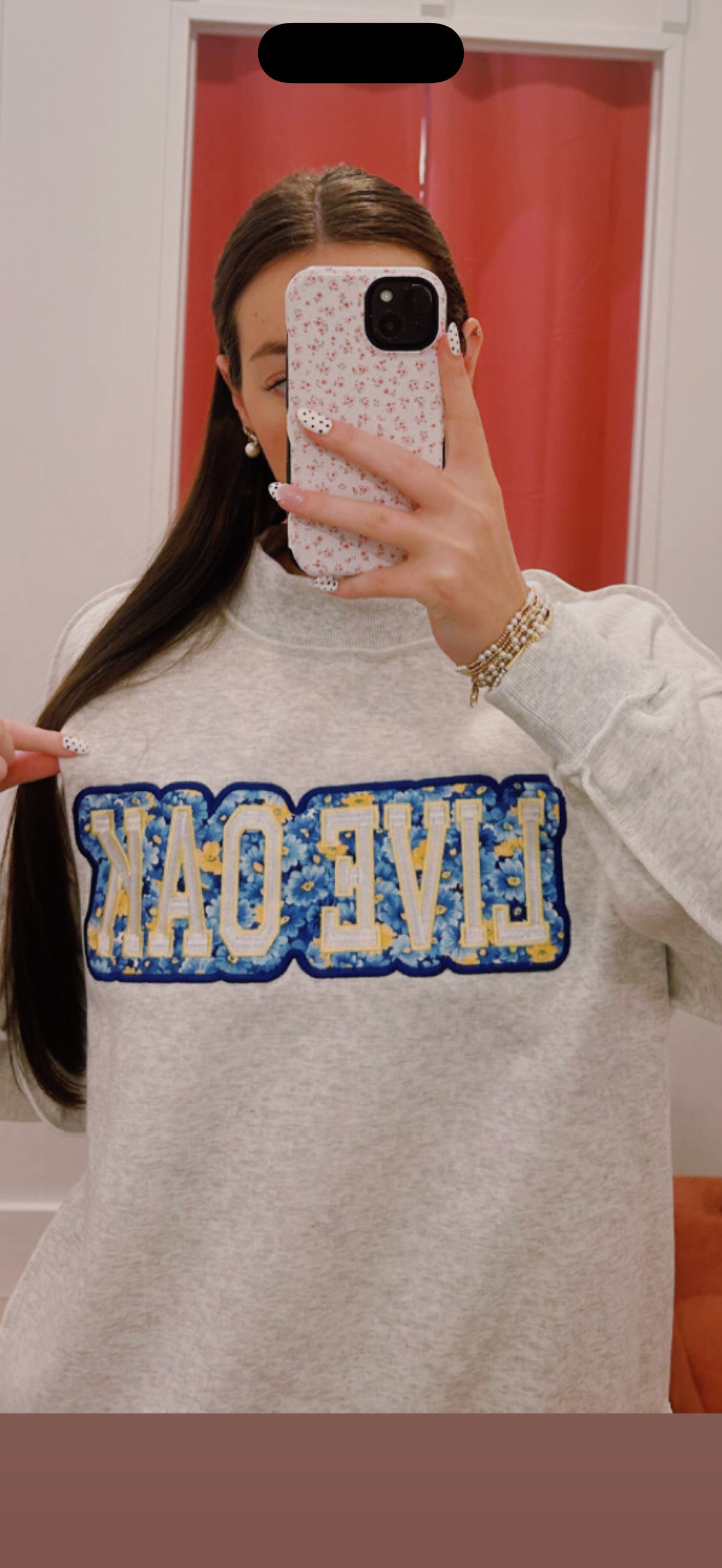 LO Floral Mock Neck SS