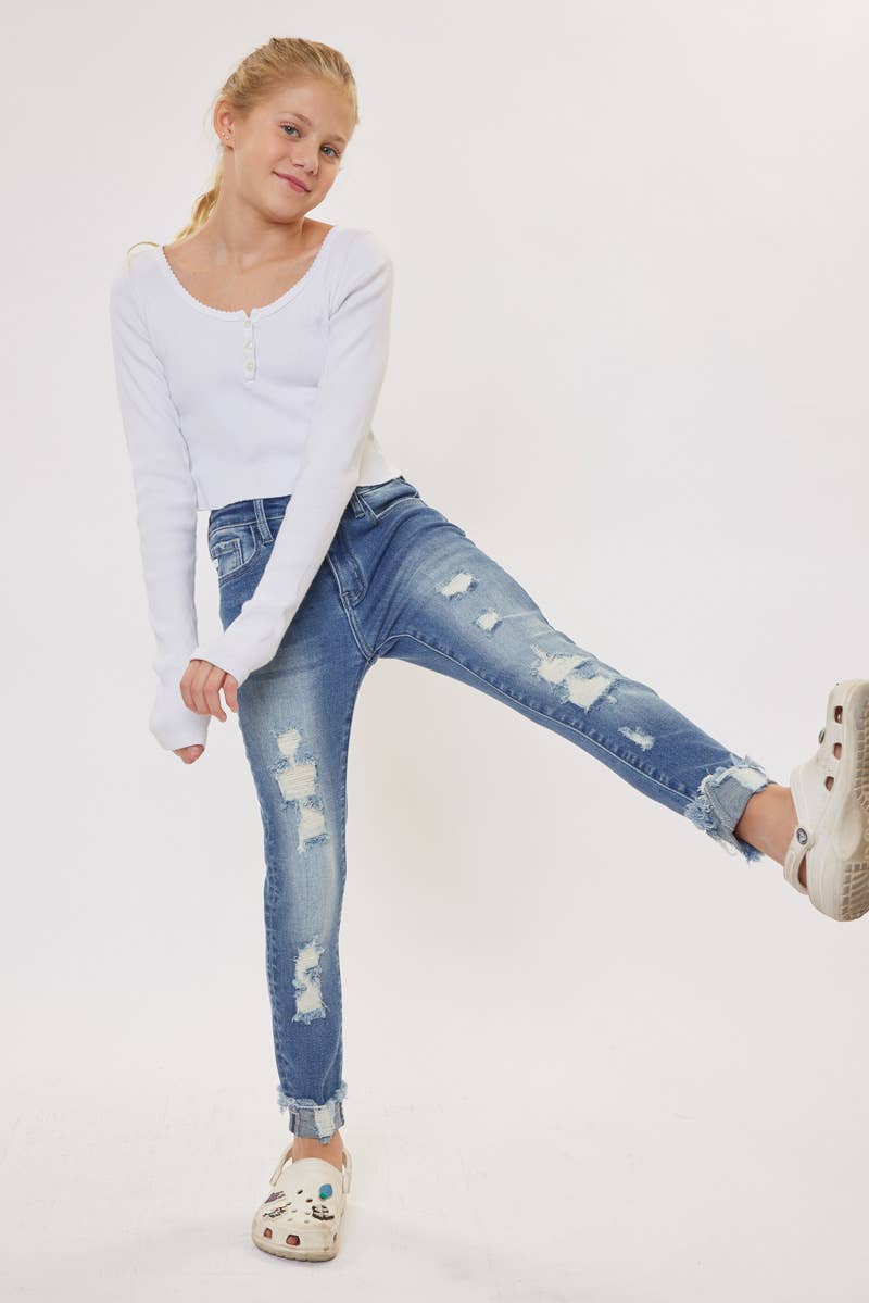 Girls Kan Can Distressed Jeans