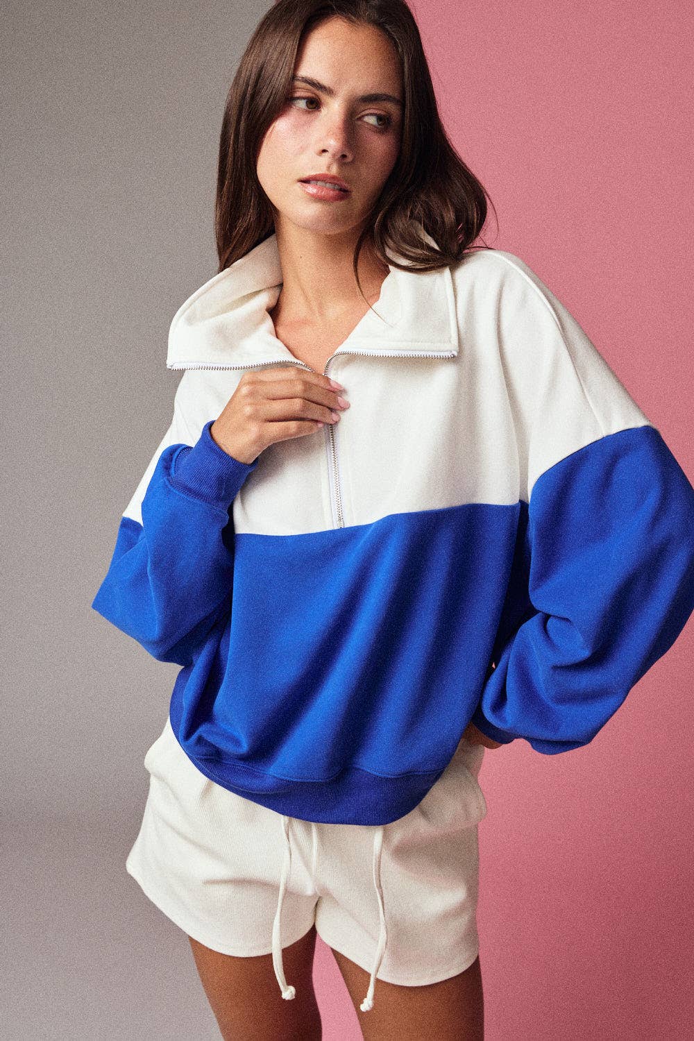 Colorblock Half Zip Pullover Relaxed Fit