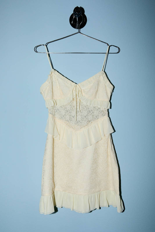 RUFFLE DETAIL LACE MINI DRESS