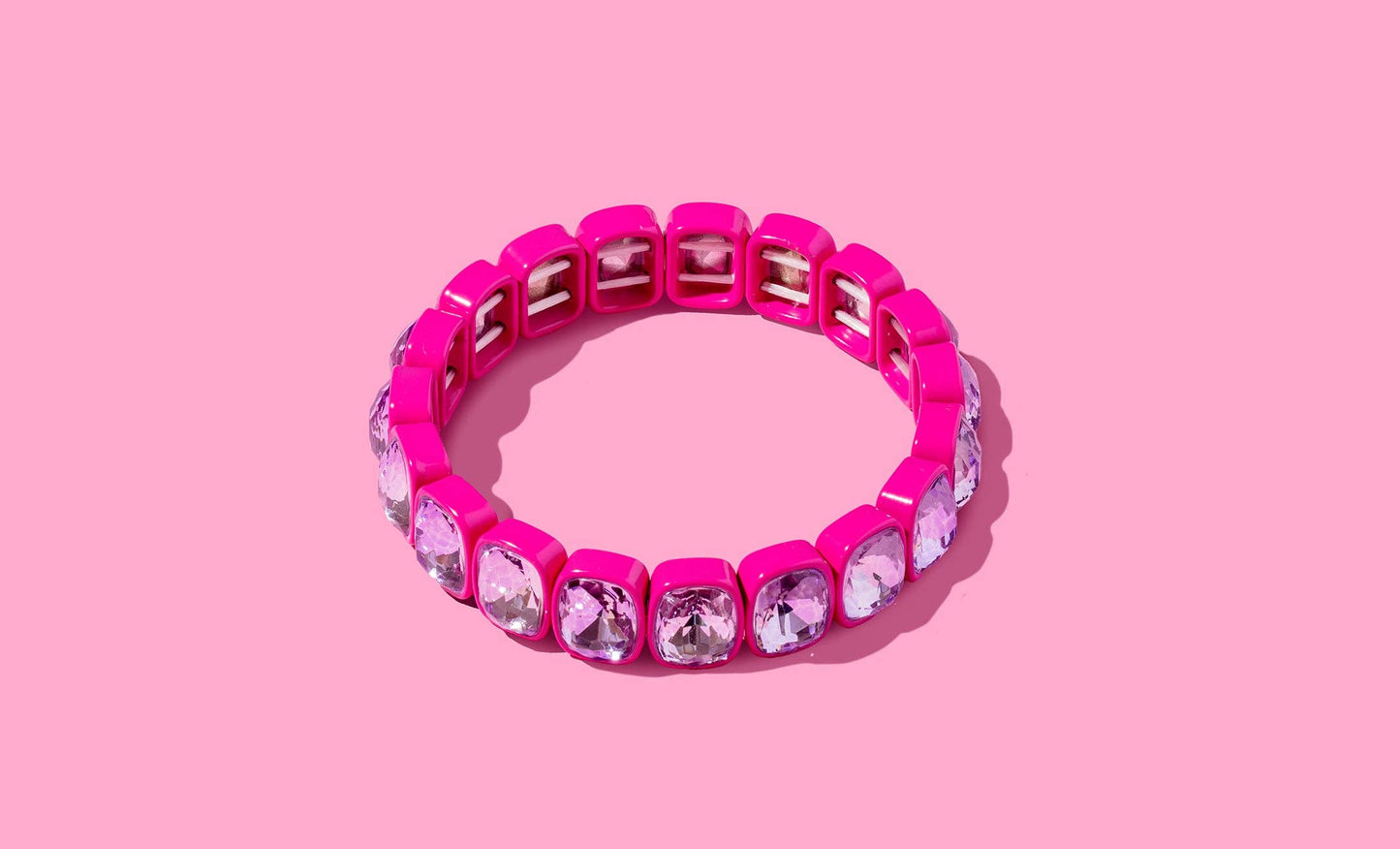 Enamel Stretch Bracelet - Square Gems - Layla - Asst Colors