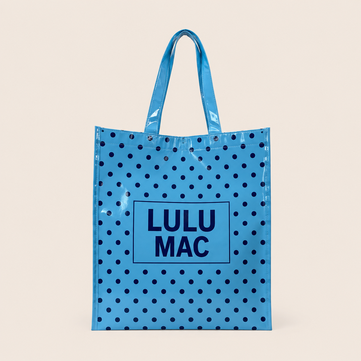 LM-BG-1004 REUSABLE TOTE-LT BLUE DARK BLUE DOTS