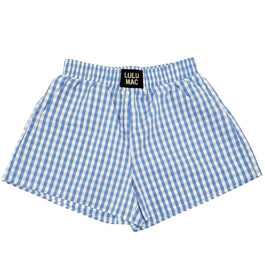 LULU MAC-Lt. Blue Gingham Boxer Short