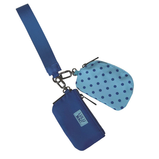 LULU MAC Blue/Navy Dots Wristlet