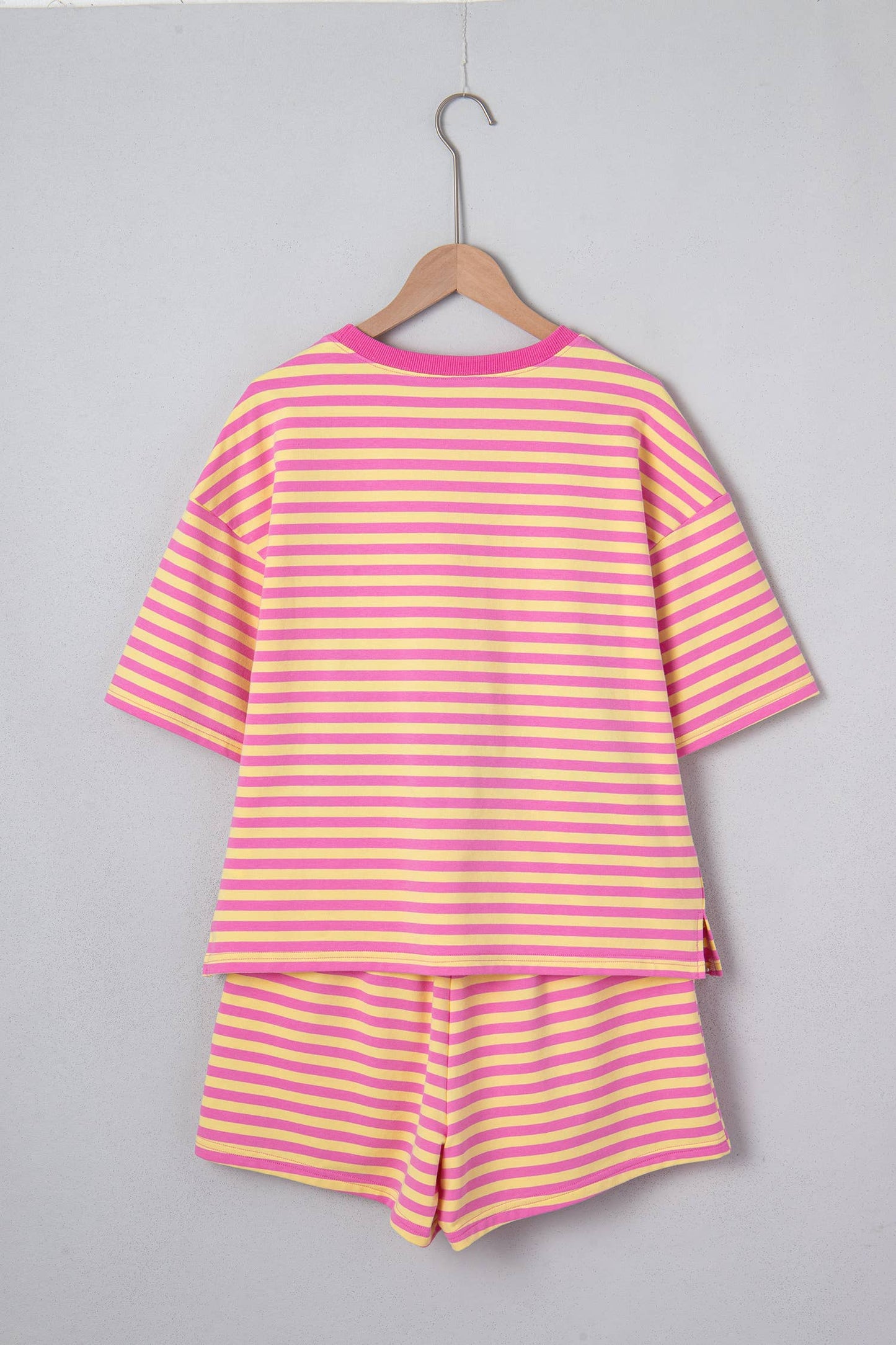 LAS Stripe Contrast Trim Boxy Terry Short Set