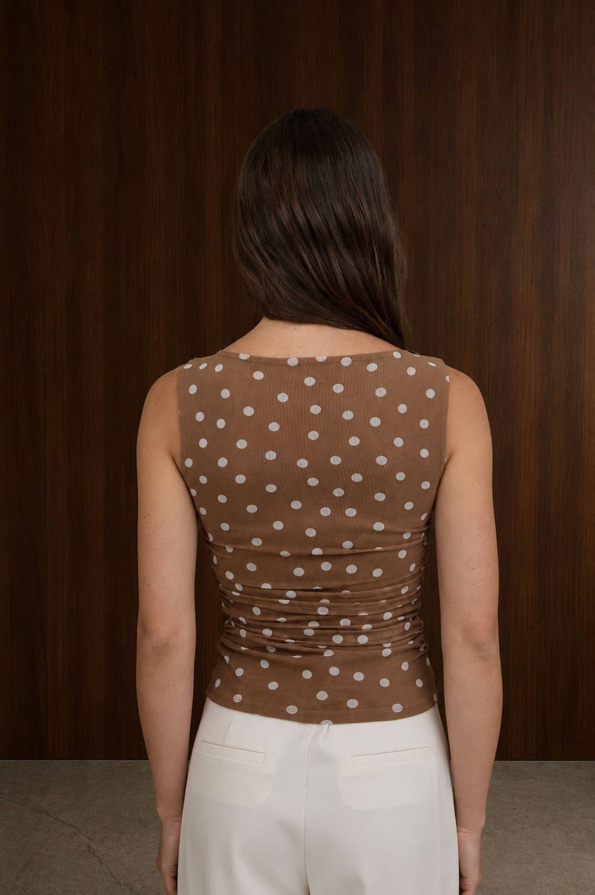 POLKA DOT MESH KNIT TOP