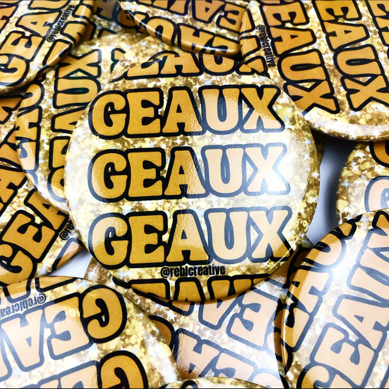 Geaux Geaux - Black & Gold - Game Day Button