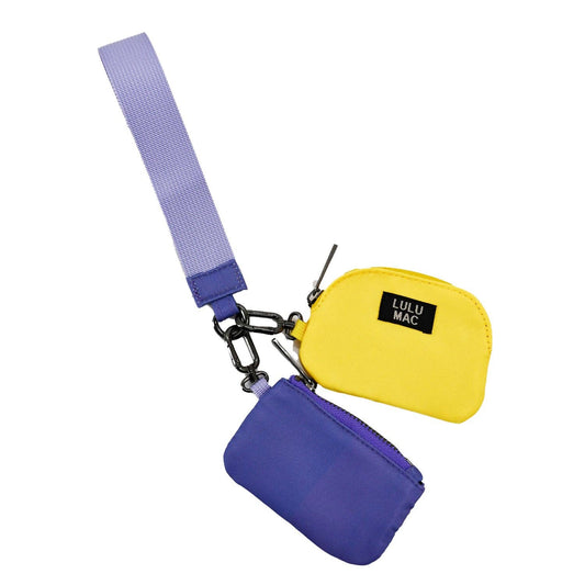 Purple/Yellow Lulu Mac Double Pouch Wristlets