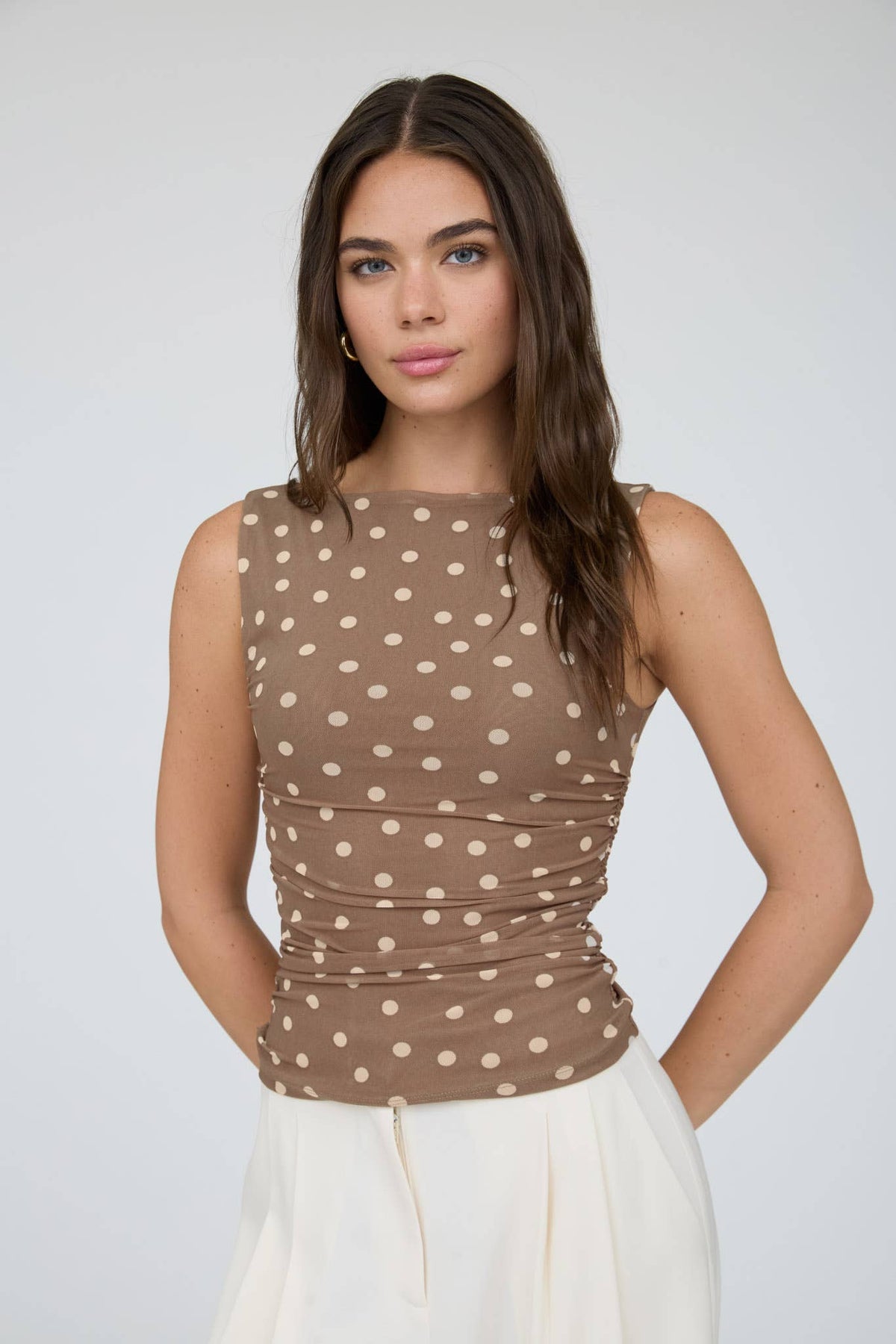 POLKA DOT MESH KNIT TOP