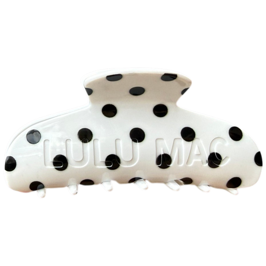 LULU MAC HAIR CLIP White/Black Dot