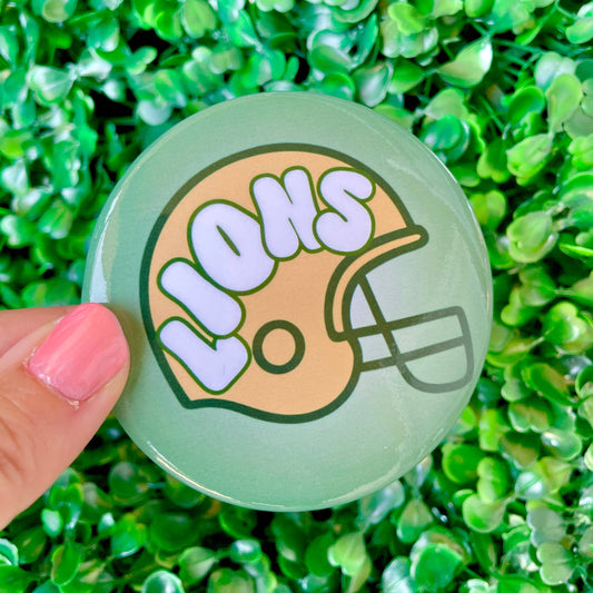Helmet - Lions - Green & Gold - Game Day Button