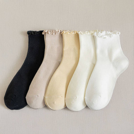 Women's Solid Color Ruffle Ankle Socks