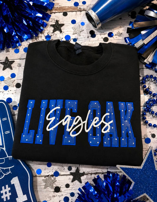 Live Oak Eagle Blue and White Polka Dot Sweatshirt Youth