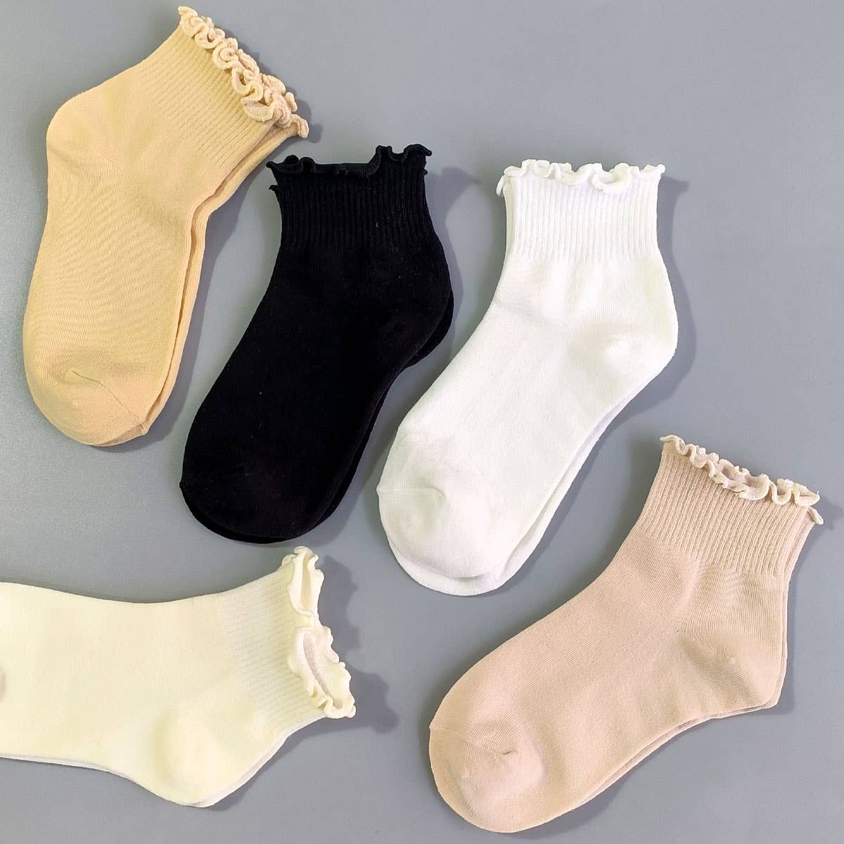 Women's Solid Color Ruffle Ankle Socks