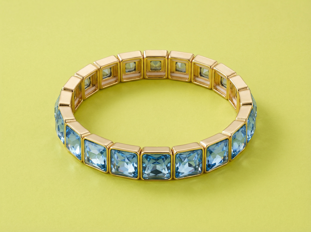 Enamel Stretch Bracelet - Square Gems - Libby - Asst Colors