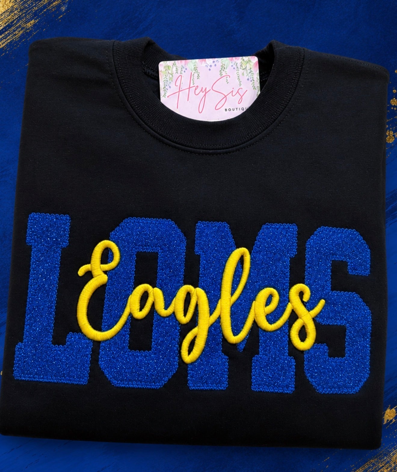 LOMS Royal Blue Glitter APPLIQUE Sweatshirt