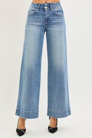 Risen High Rise Ankle Wide Seam Detailed Jeans