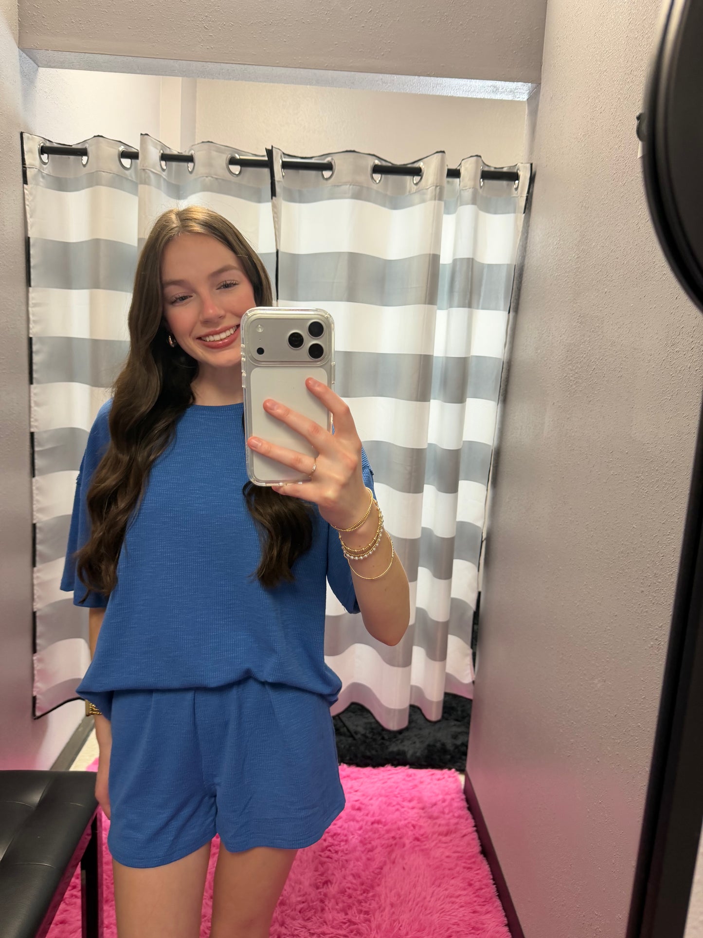 Textured Knit Top and Shorts Set