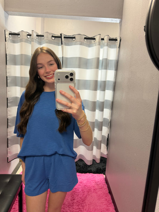 Textured Knit Top and Shorts Set