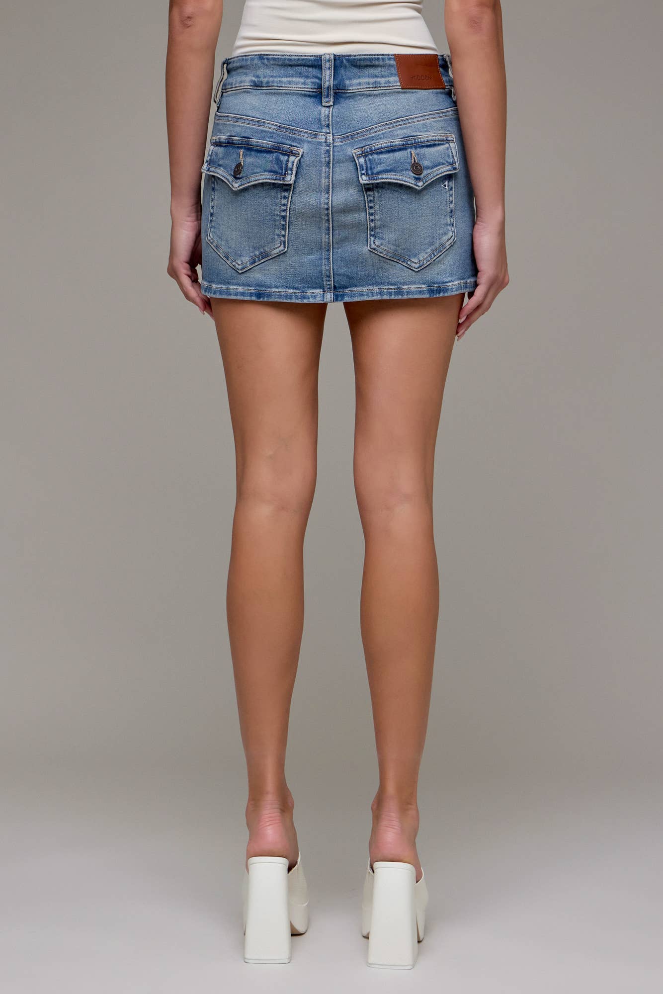 Vintage Wash Stretch Micro Mini Skirt