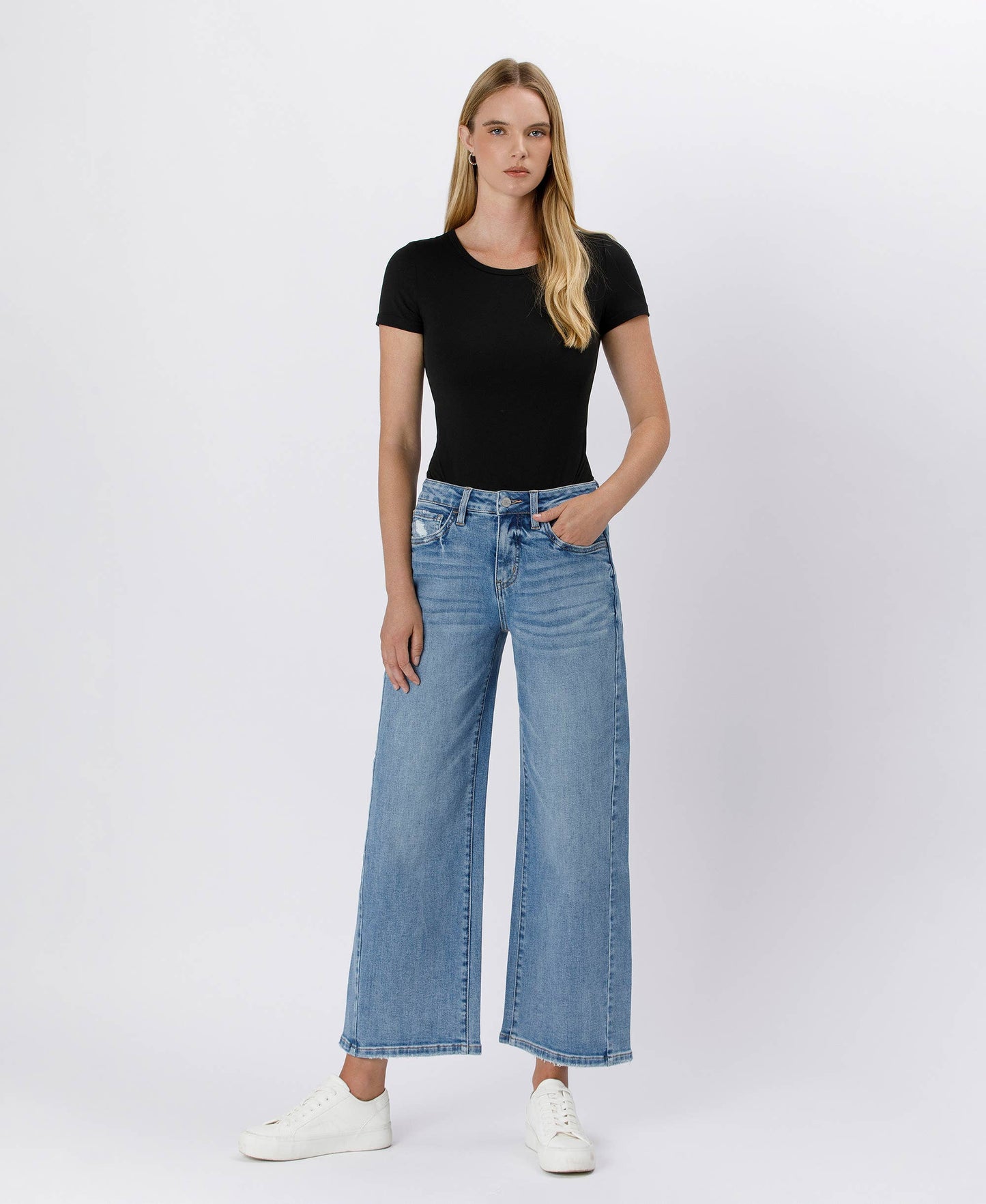 HIGH RISE BAGGY WIDE JEANS
