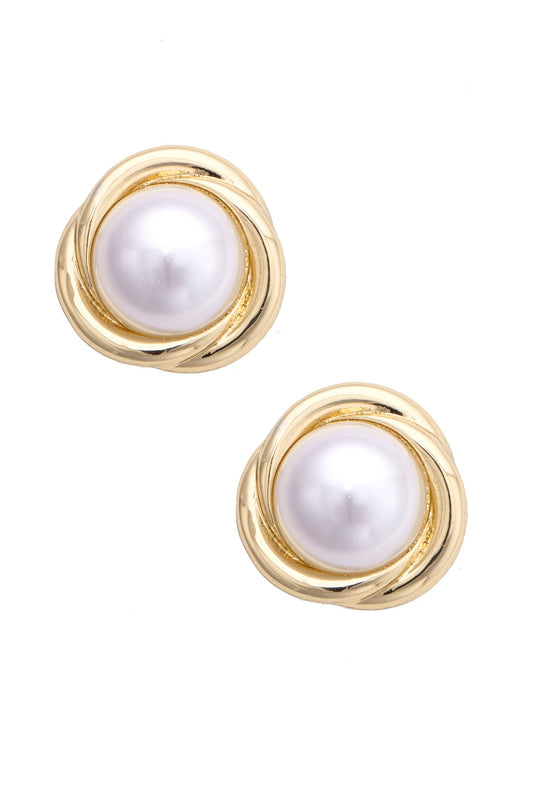 Perkins Vintage Pearl Stud Earrings in Ivory