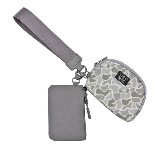 LULU MAC Grey/White Camoc Wristlet