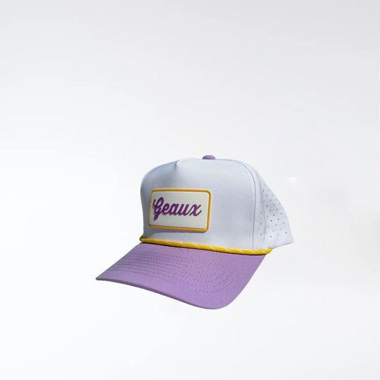 Geaux White, Purple, & Yellow Structured Ballcap