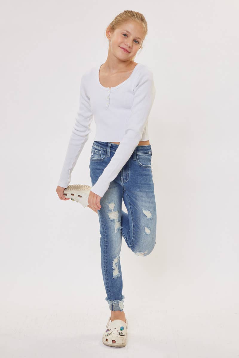 Girls Kan Can Distressed Jeans