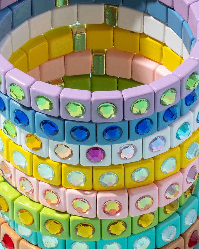 Enamel Stretch Bracelet - Small Gems - Maeve - Asst Colors