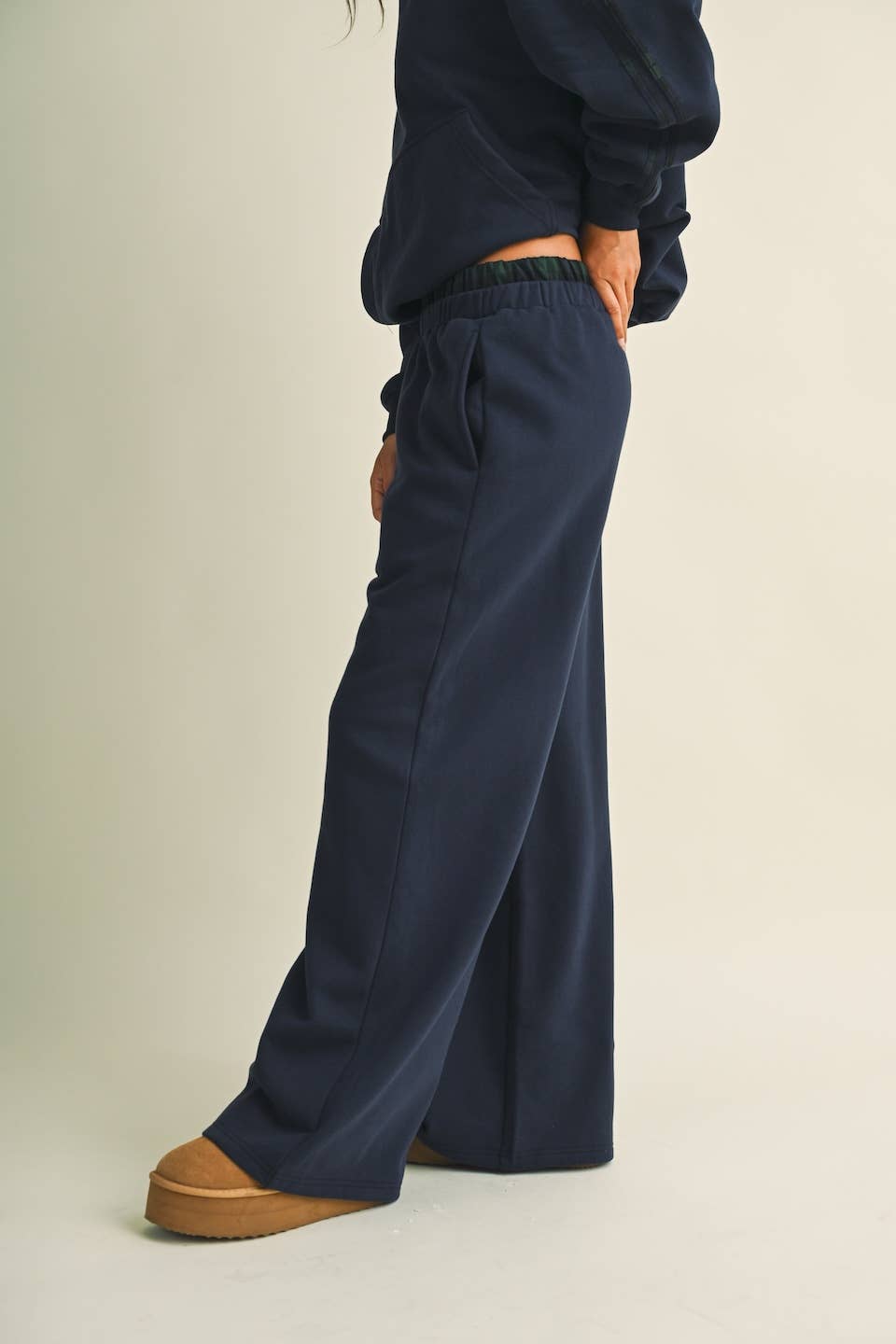Plaid Double Layered Wide Leg Sweatpants