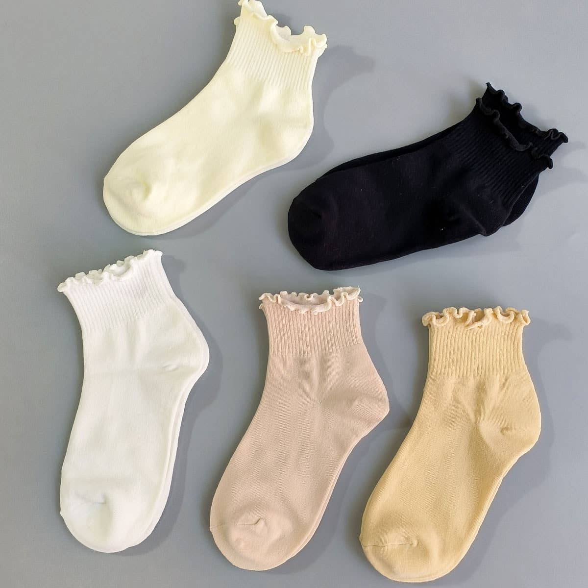 Women's Solid Color Ruffle Ankle Socks