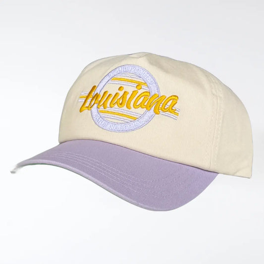 Embroidered Off-White & Purple Cotton RSL Louisiana Ballcap