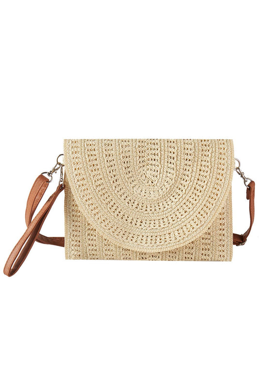 Woven Pattern Straw Crossbody