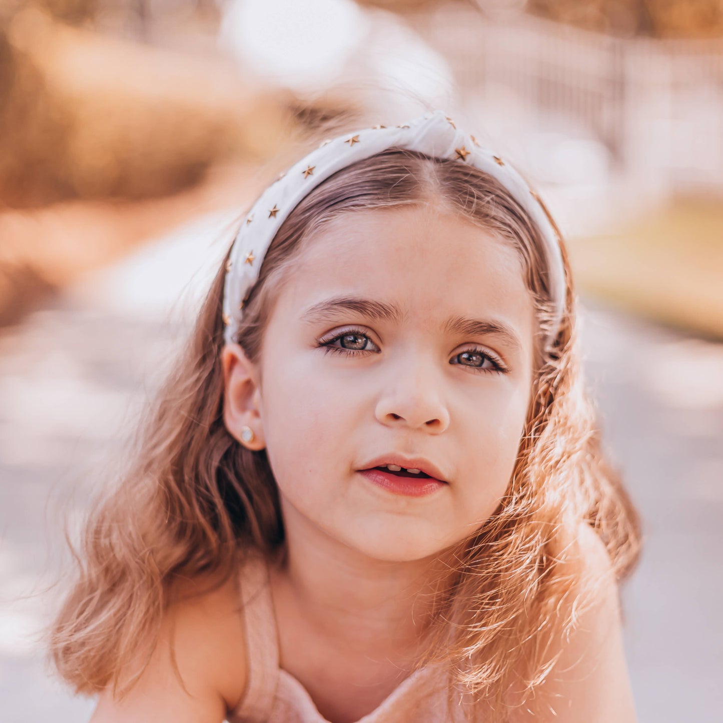 Kids Knot Headband - White Star Stud Velvet Hair Accessories