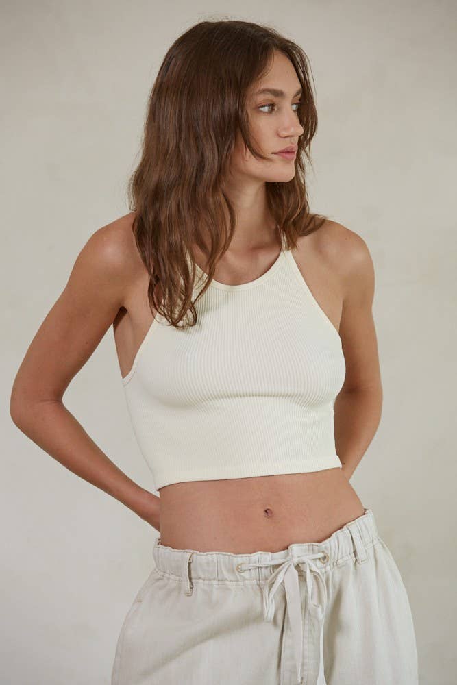 High Quality Seamless Sleeveless Halter Neck Top