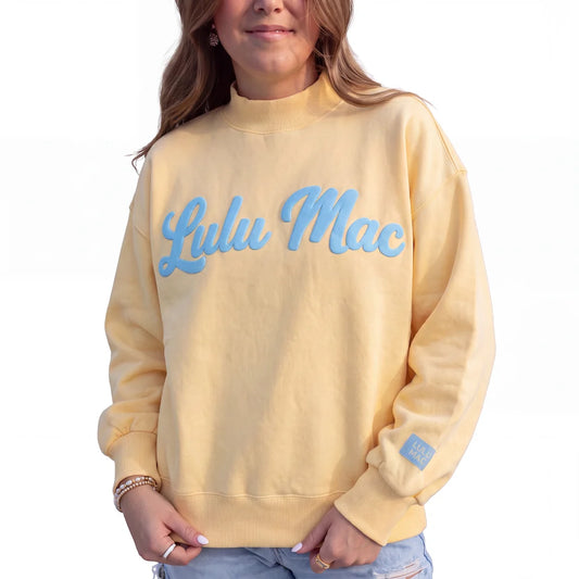 Adult LULU Mac Mock Neck Script Sweatshirt